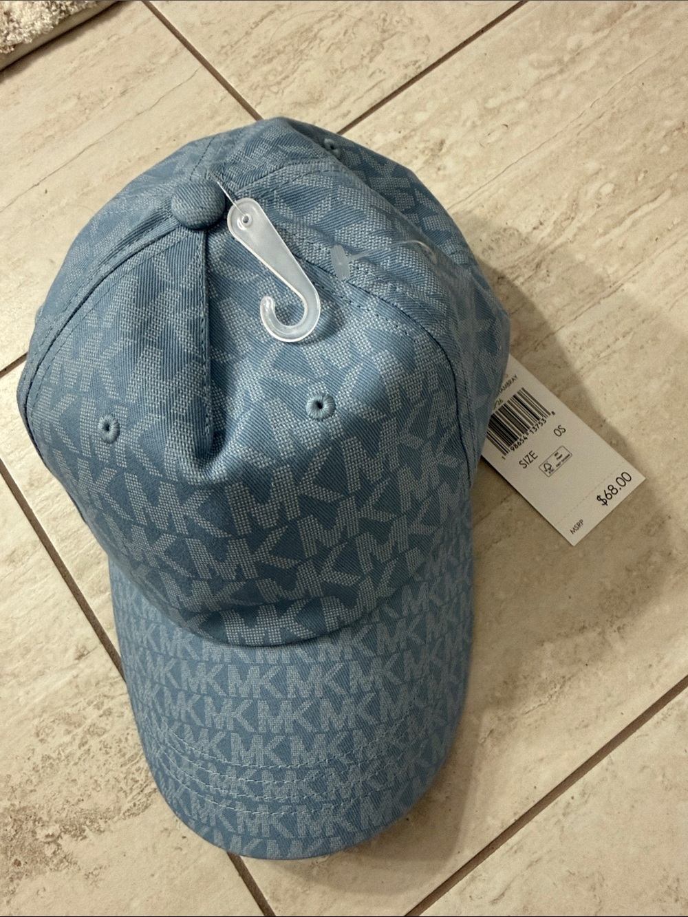 Michael Kors chambray  Monogram Baseball Cap..ladies..o/s..gold snap back